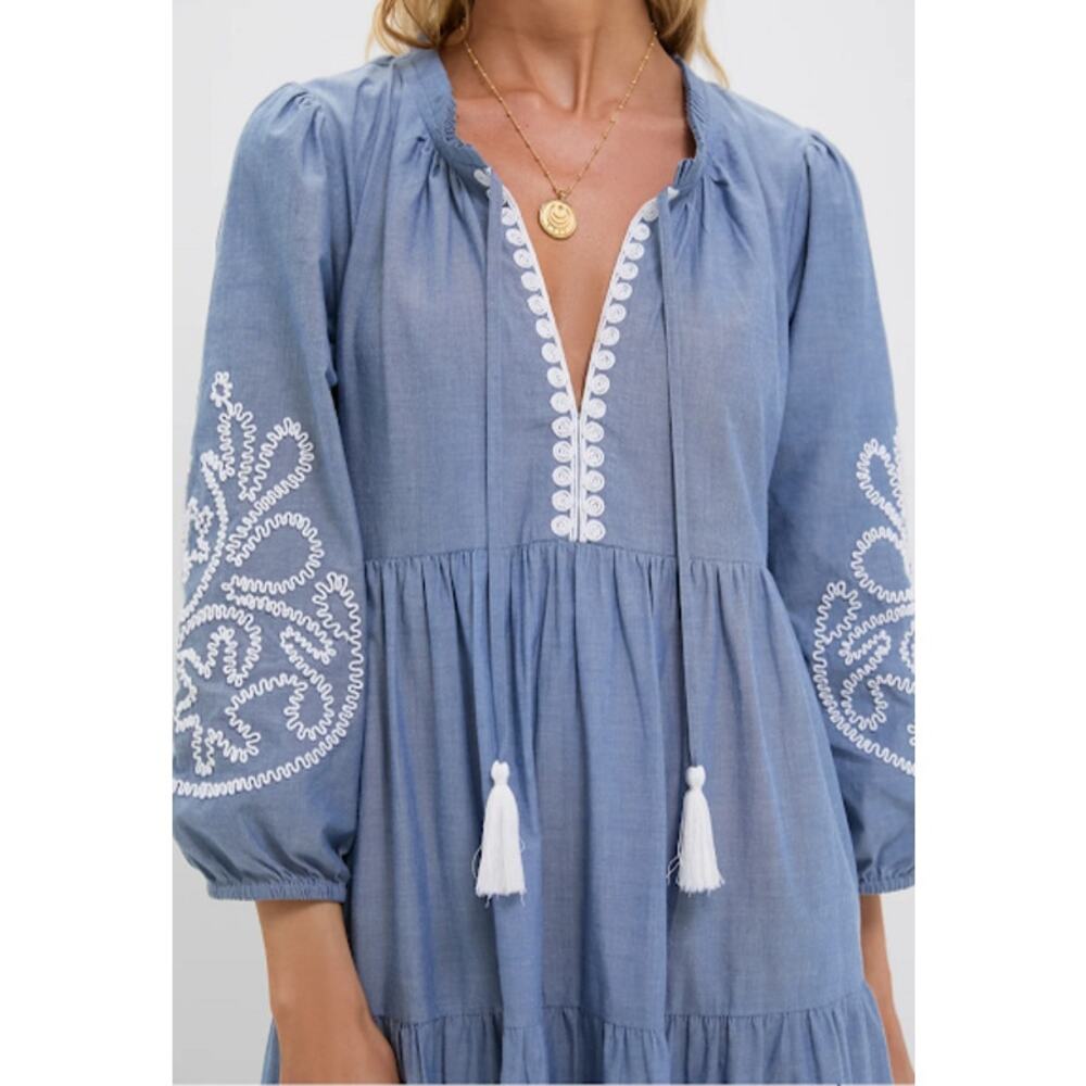 Tuckernuck Embroidered Chambray Long Sleeve Salty Paloma Caftan 3XL - Picture 6 of 8